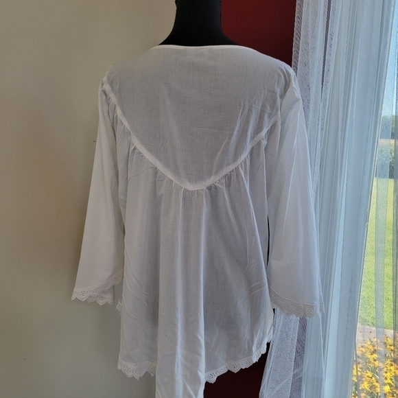 Fashion Fuse 100% Cotton Boho Peasant Blouse Size Large - Picture 3 of 9